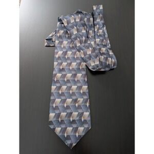 Geoffrey Beene Tie Necktie Steel Blue Abstract Gray
